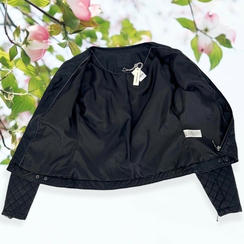 Max Studio Vegan Leather Black Jacket Size Medium - Picture 3 of 7